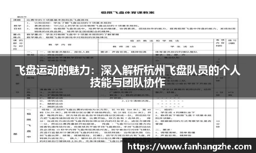 飞盘运动的魅力：深入解析杭州飞盘队员的个人技能与团队协作